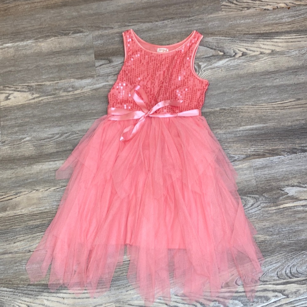 Pink Sequence Flowy Kids Dress